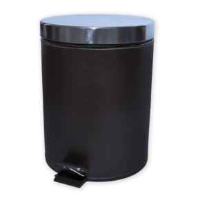 Brown Leather Pedal Bin 1