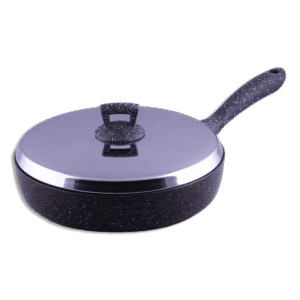 Momaz 28cm Granite Black Deep Pan with Lid