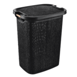 Tuffex Basket 60L Black with Wooden Handle & Lid