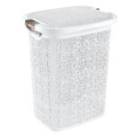 Tuffex Basket 60L White with Wooden Handle & Lid