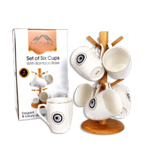 Momaz 6 Blue Eye Mug with Bamboo Stand