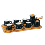 Momaz Black Marble Coffee Set & Bamboo Tray