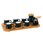 Momaz Black Marble Coffee Set & Bamboo Tray
