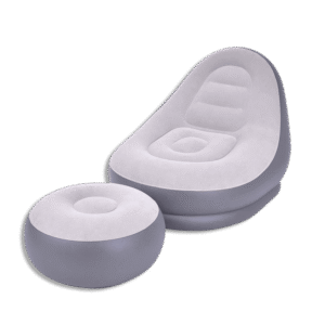 Jilong Flocked Lounger with Stool