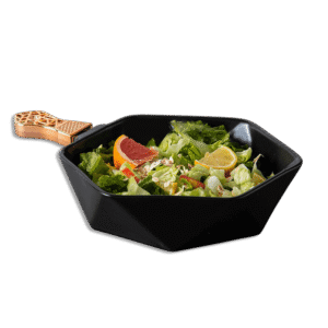 Momaz Porcelain Black Deep Serving Bowl with Golden Grip