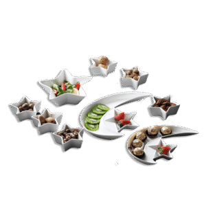 Momaz Set of 9pcs Porcelain White Crescent with Stars