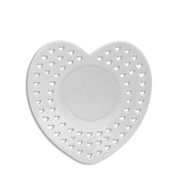 White Tea Saucer Heart Shape 1