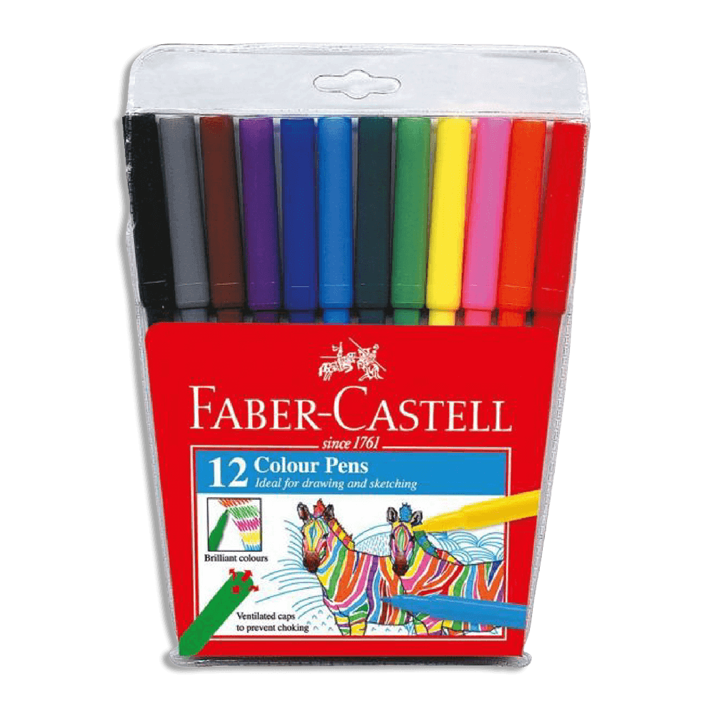 Faber Castell Fibre Tip Pens Feutre 12 Colors – Freeshop