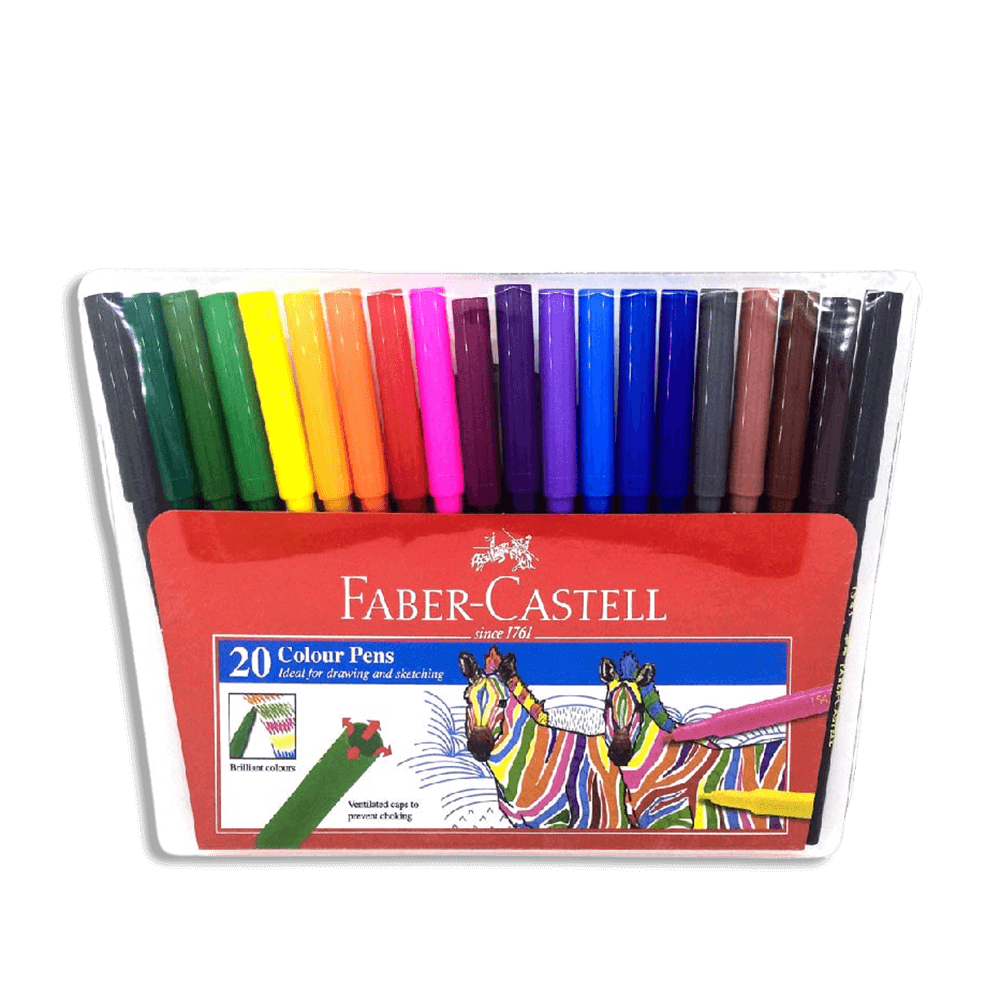 Faber Castell Fibre Tip Pens Feutre 20 Colors