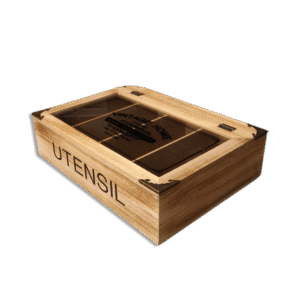 Wooden Box with Glass Lid 4 Sections