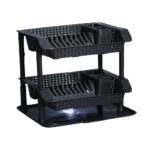 2 Layers Black Rattan Plastic Dish Rack