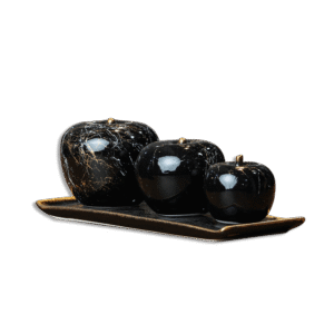 Black Porcelain Apple Set with Tray