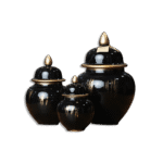 Black Porcelain Decor Jars Set