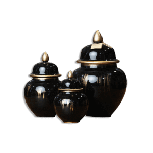 Black Porcelain Decor Jars Set