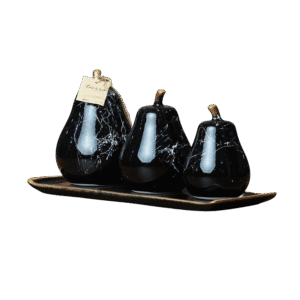 Black Porcelain Pear Set with Tray