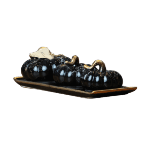 Black Porcelain Pumpkin Set with Tray