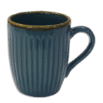 Dark Blue Ribbed Mug with Gold Frame