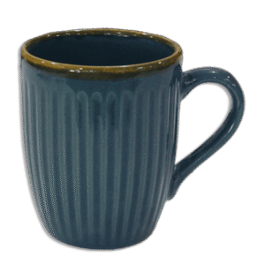 Dark Blue Ribbed Mug with Gold Frame
