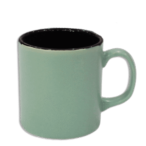 Ceramic Turkish Coffee Mug Green Exterior Black Interior Classic Handle