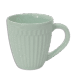 Ceramic Ribbed Coffee Mug Green Textured Finish Classic Handle