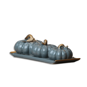 Grey Porcelain Pumpkin Set with Tray