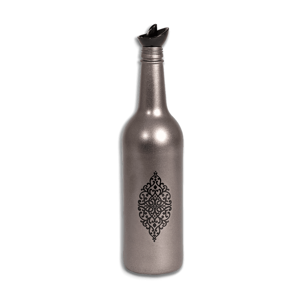 Herevin 0.75L Silver Metallic Design Oil Bottle