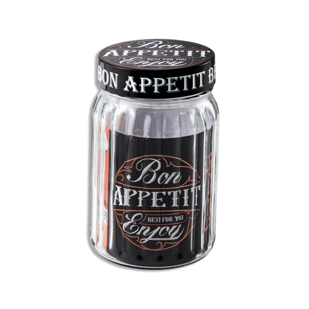 Herevin 1.4L Ribbed Glass Jar with Lid
