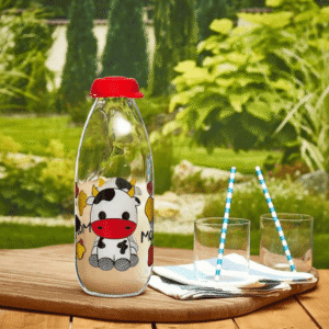 Herevin 1L Decorated Red Milk Bottle