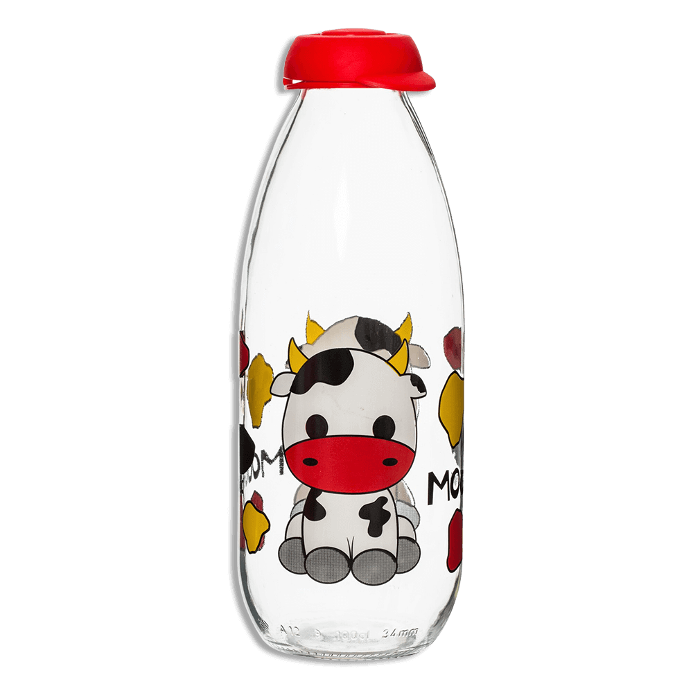 Herevin 1L Decorated Red Milk Bottle