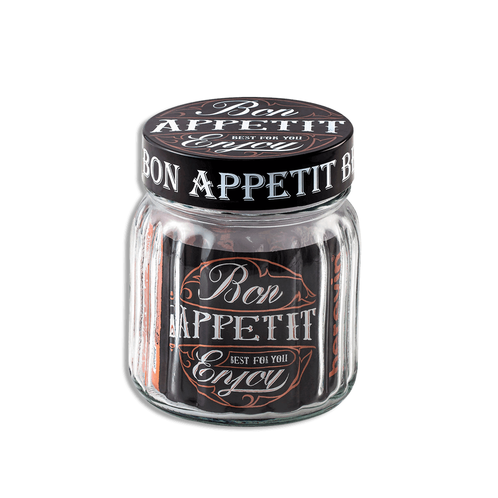 Herevin 1L Ribbed Glass Jar with Lid