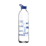 Herevin 1L White & Blue Glass Water Bottle