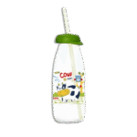 Herevin 250ml Green Glass Bottle with Straw