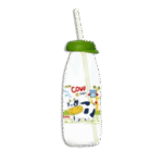 Herevin 250ml Green Glass Bottle with Straw
