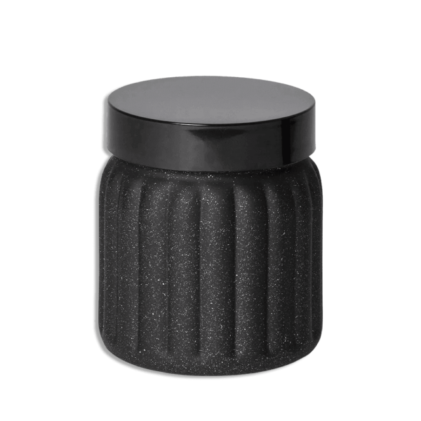 Herevin Black 1l Round Glass Jar