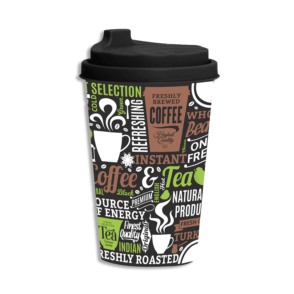 Herevin Black & Green 340ml Coffee Cup