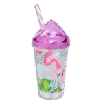 Herevin Flamingo with Straw Plastic Purple 660ml Cup