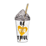 Herevin Heart with Straw Plastic 660ml Cup