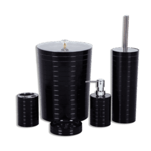 Momaz Black Ribbed Bathroom Set
