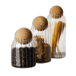 Momaz Ribbed Glass Jar Set with Ball Shaped Lid