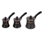 Momaz Set of 3pcs Black & Gold Marble Coffee Pot Set