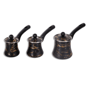 Momaz Set of 3pcs Black & Gold Marble Coffee Pot Set