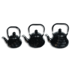 Momaz Set of 3pcs Black Marble Tea Pot Set