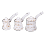 Momaz Set of 3pcs White & Gold Marble Coffee Pot Set