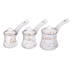Momaz Set of 3pcs White & Gold Marble Coffee Pot Set