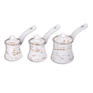Momaz Set of 3pcs White & Gold Marble Coffee Pot Set