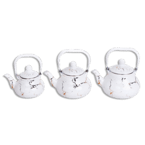 Momaz Set of 3pcs White Marble Tea Pot Set