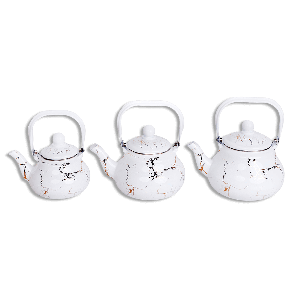 Momaz Set of 3pcs White Marble Tea Pot Set