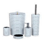 Momaz White Ribbed Bathroom Set