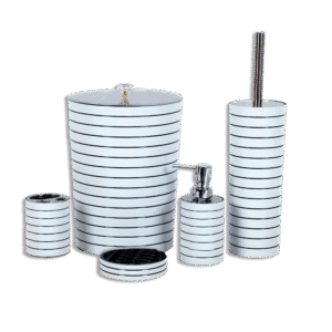 Momaz White Ribbed Bathroom Set
