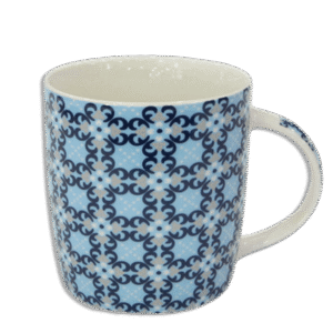 Patterned Blue & White Mug